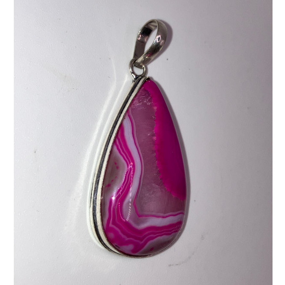 Marbled Botswana Agate 925 Sterling Silver 2 3/8 Inch Pendant Only! - Picture 2 of 5